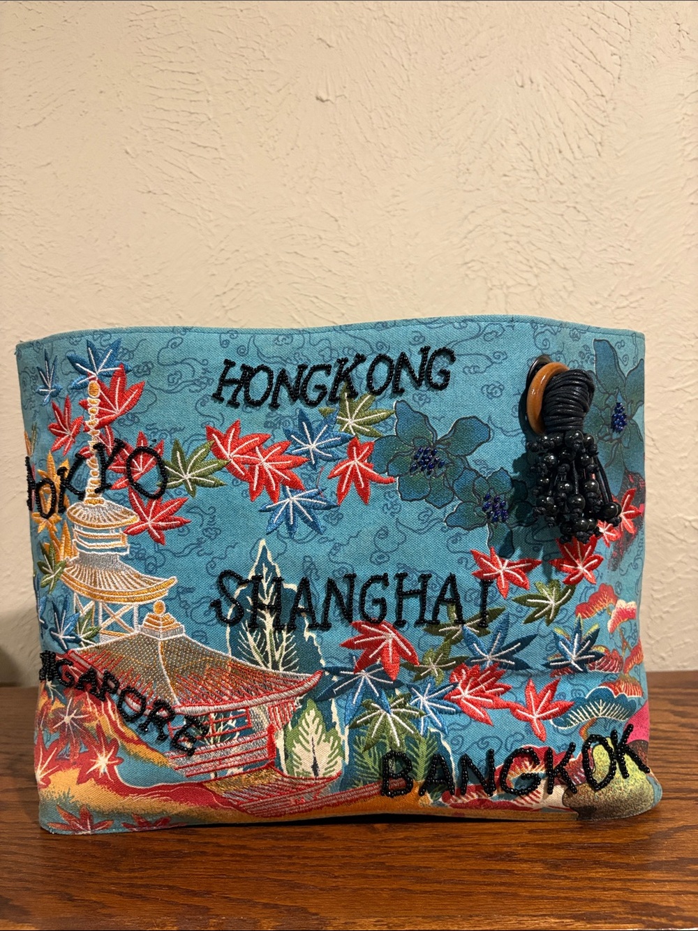 Chico's Asia Travel Inspired Purse Bag with Beaded Accents
